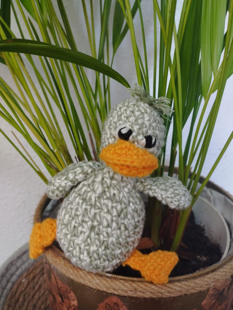 Crocheted duckling
