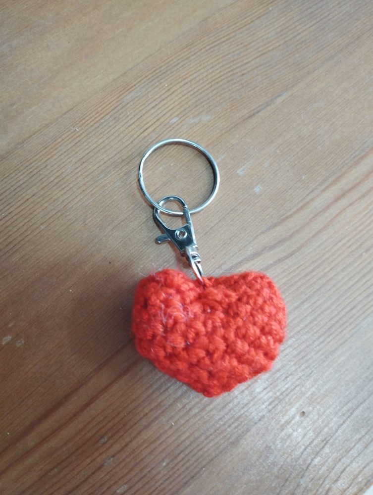 Crocheted heart keychain