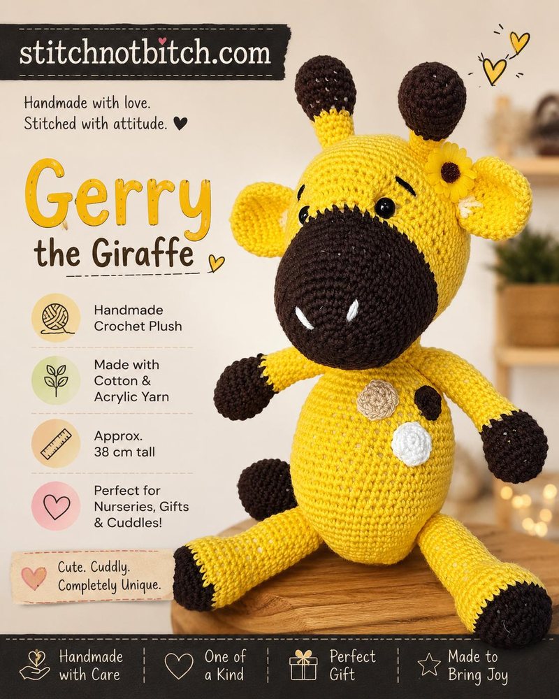 Gerry the crochet giraffe — handmade amigurumi